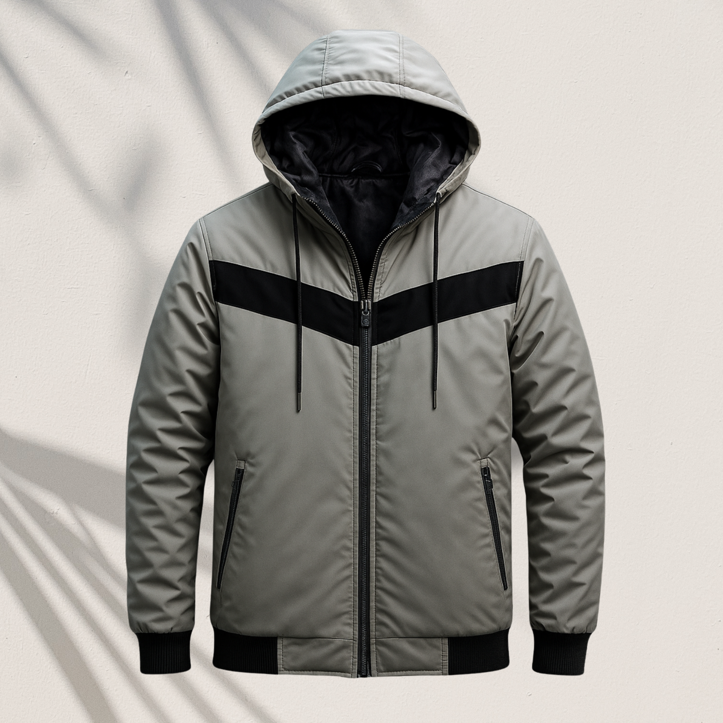 HD-540 | Contrast Chevron Hooded Zip-Up Jacket