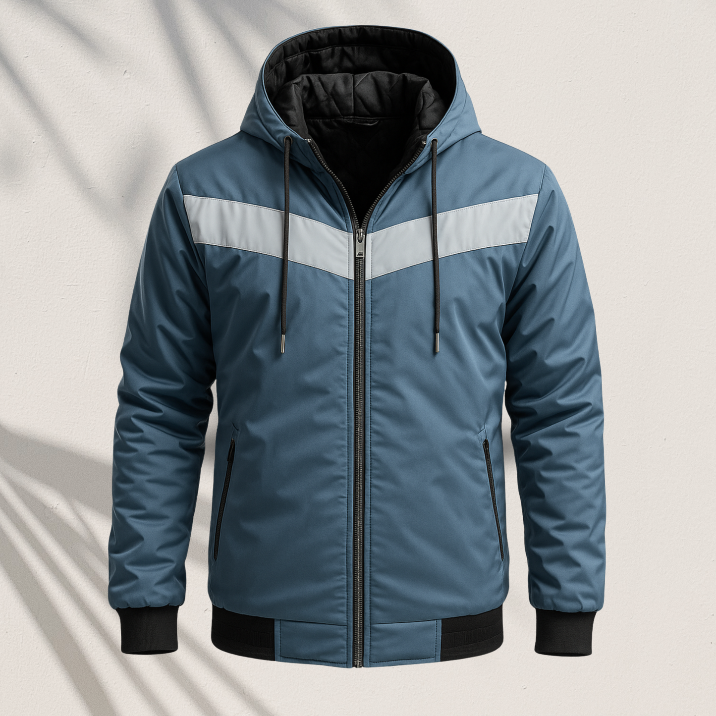 HD-590 | Contrast Chevron Hooded Zip-Up Jacket