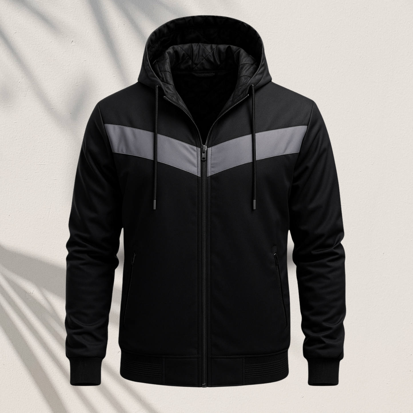 HD-510 | Contrast Chevron Hooded Zip-Up Jacket