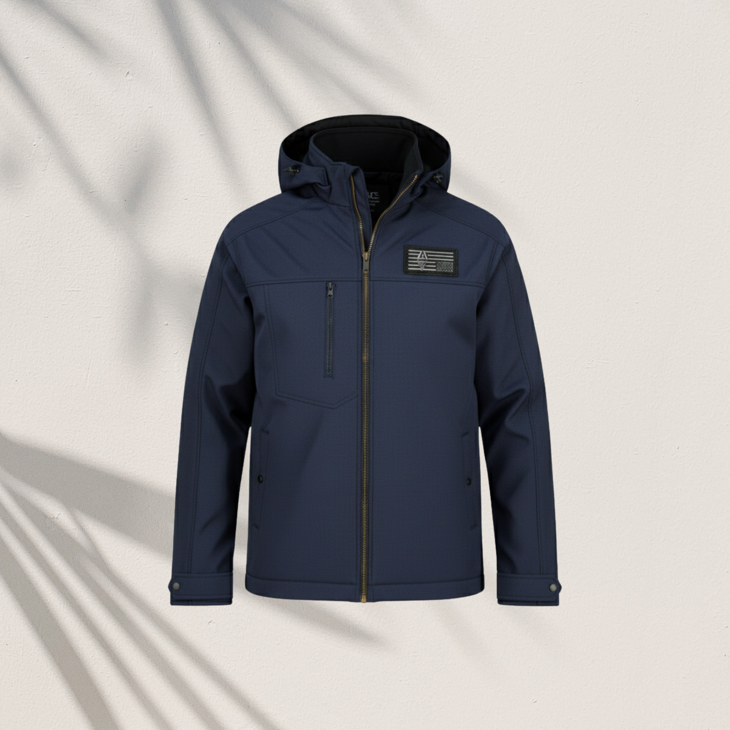 Navy Softshell Hooded Zip Jacket (HD-210)