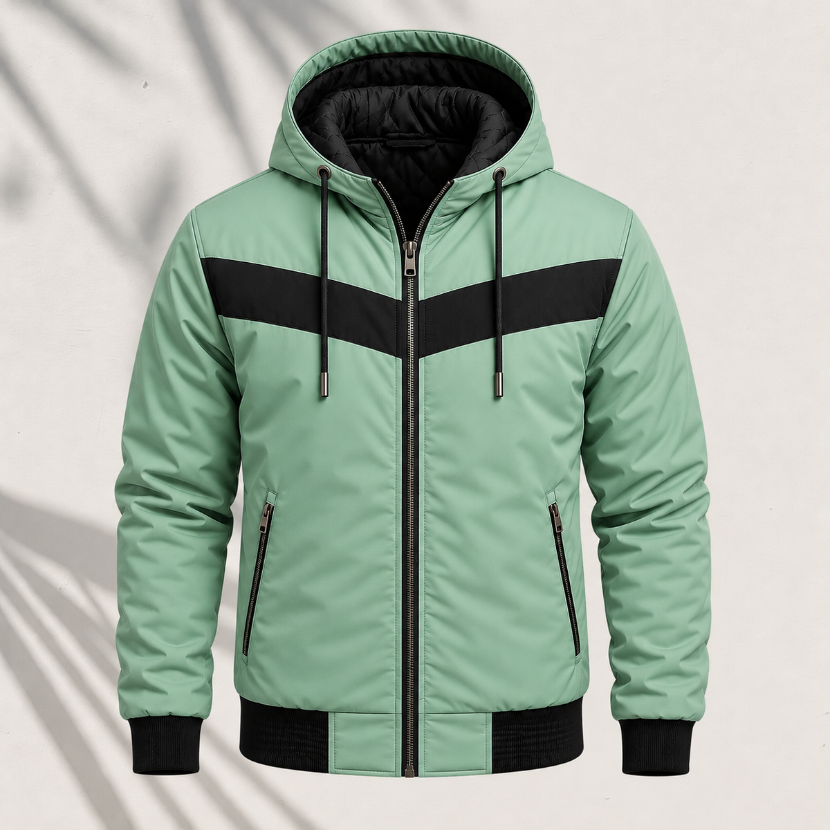 HD-530 | Contrast Chevron Hooded Zip-Up Jacket