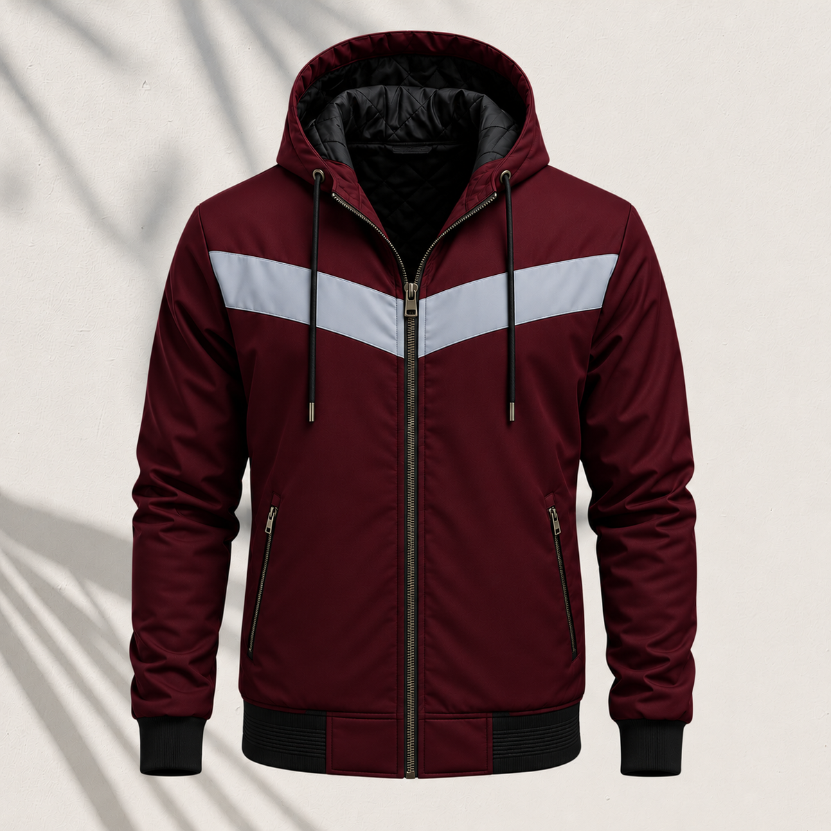 HD-550 | Contrast Chevron Hooded Zip-Up Jacket