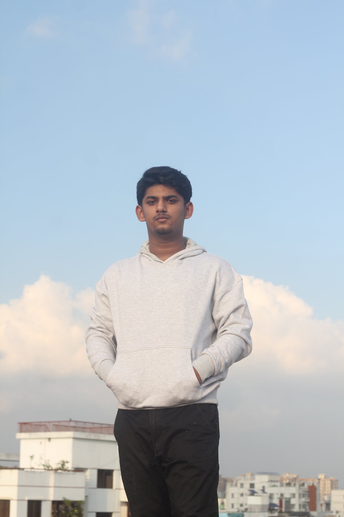 CF-102 | Premium Solid Drop Hoodie | Ice Grey