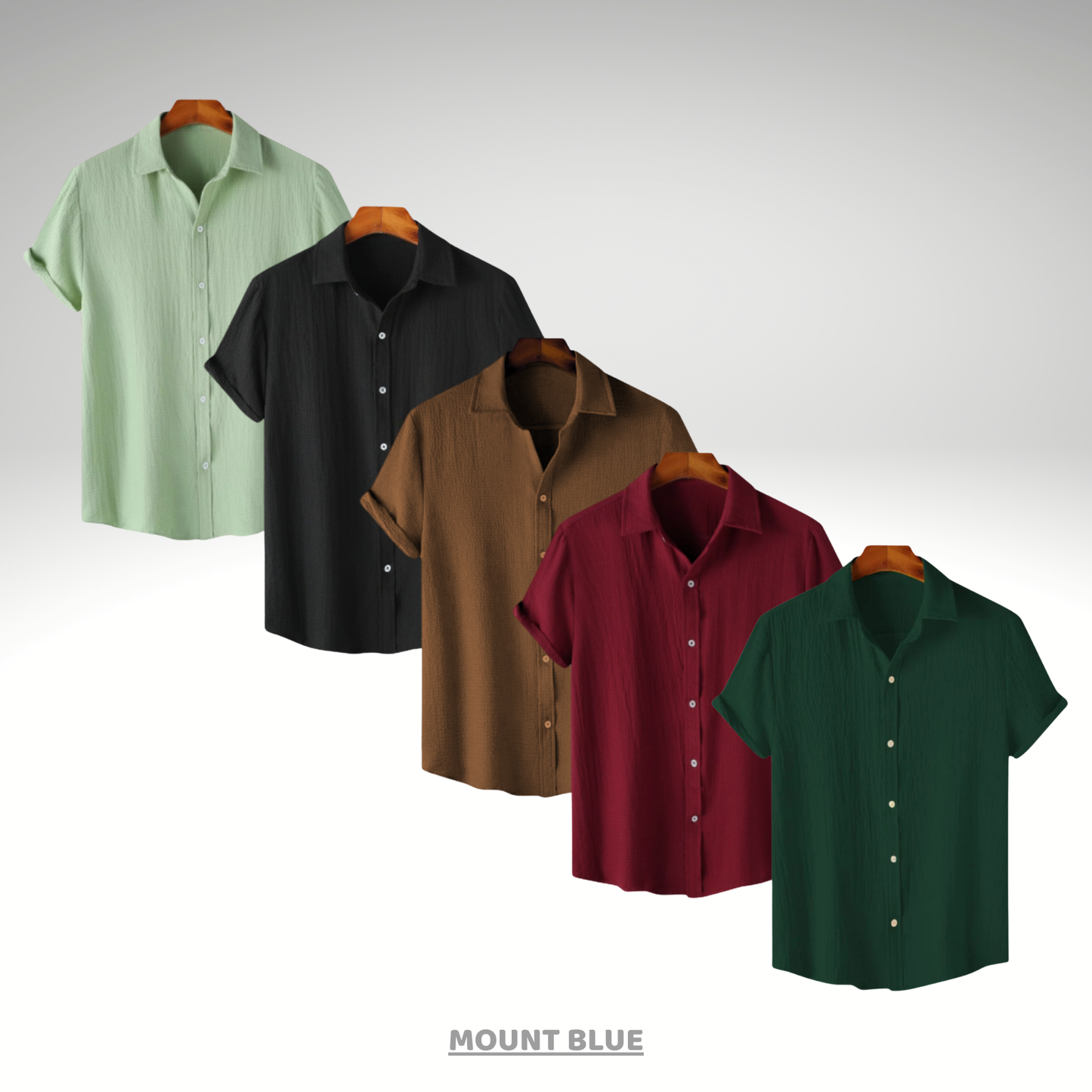 Mint Breeze, Midnight Black, Coffee Brown, Maroon Classic & Forest Green – Breezy Textured Shirt Combo | H-700 + H-650 + H-701 + H-720 + H-680