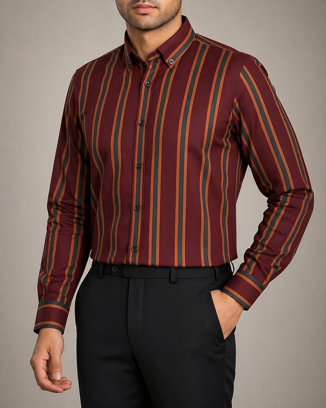 Premium Slim Fit Striped Cotton Shirt| S-0003