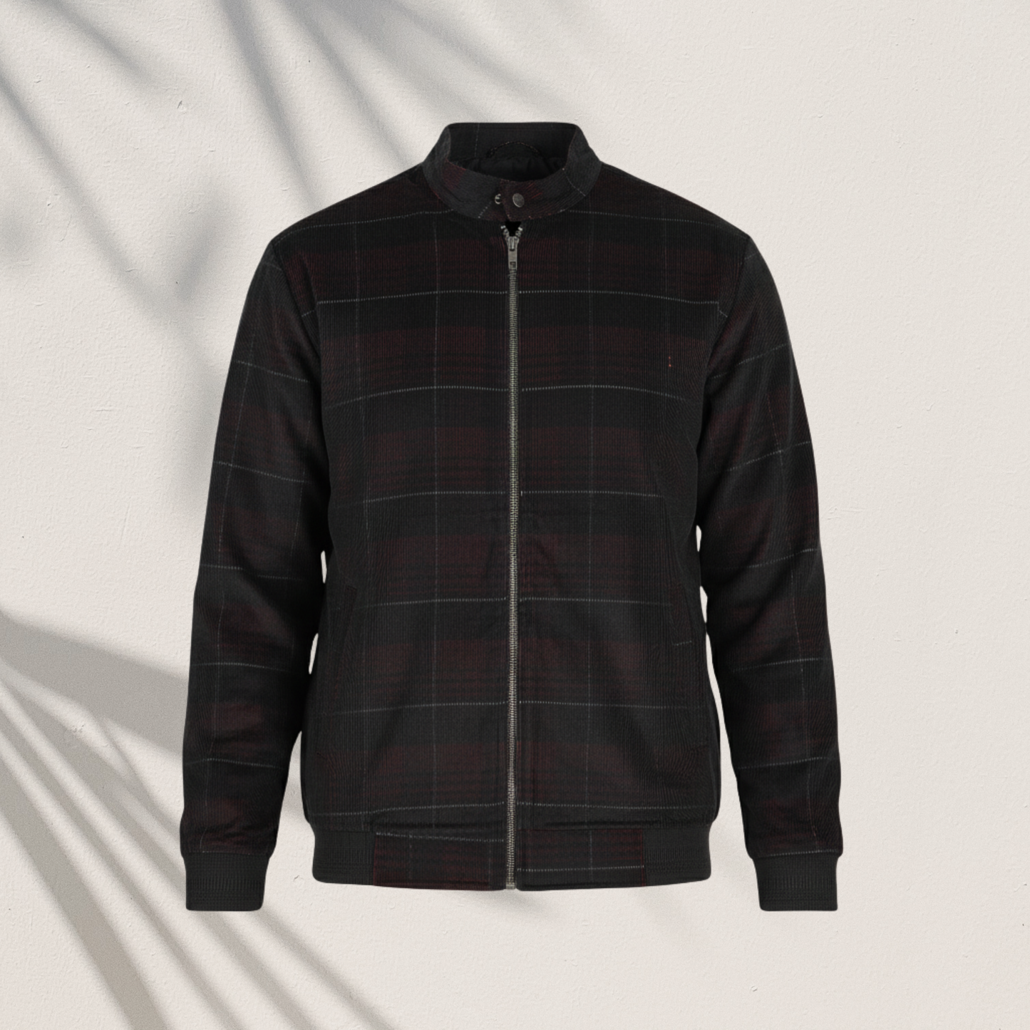 Subtle Charcoal Check Zip-Up Jacket