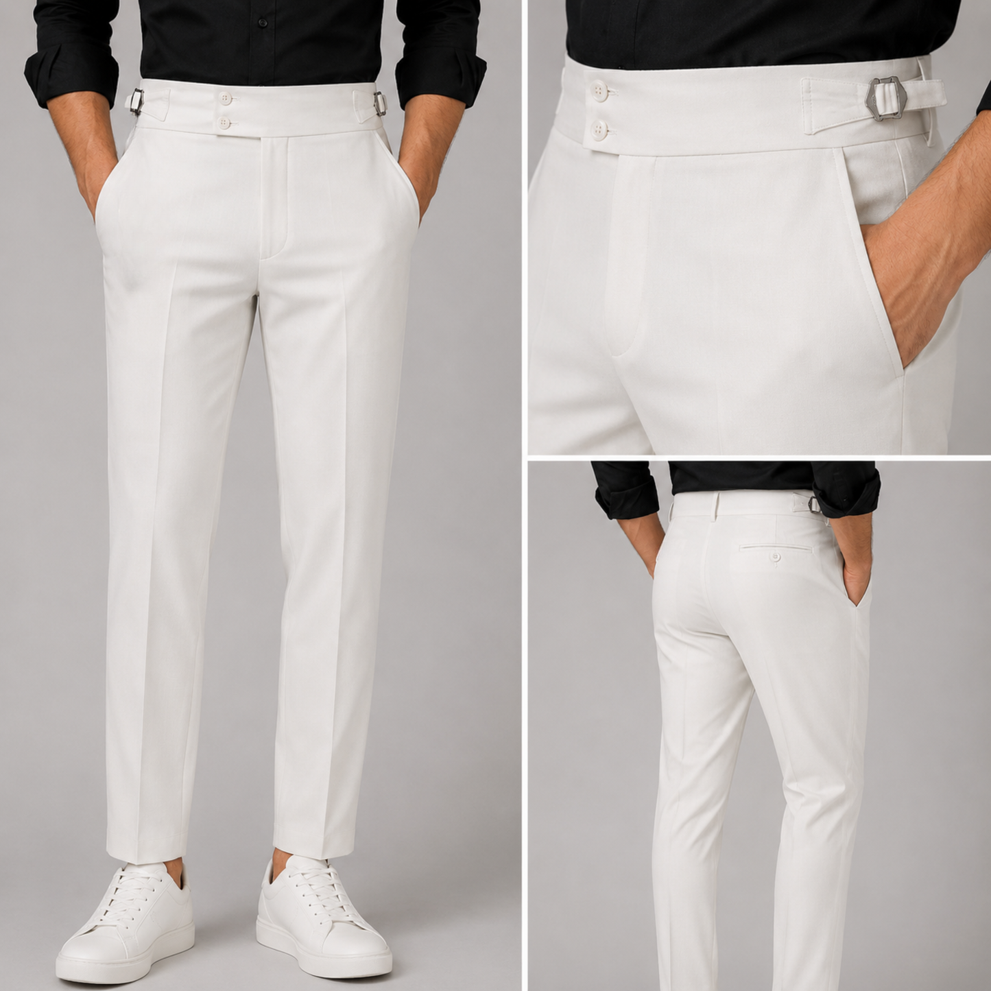 Premium Crisp White Gurkha Formal Pant – Premium Slim Fit