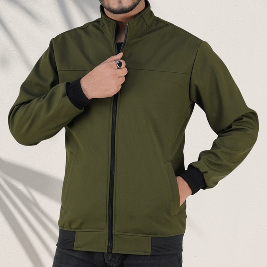 BH-410 | Versatile Layering Jacket - Olive Green - Metal Zipper