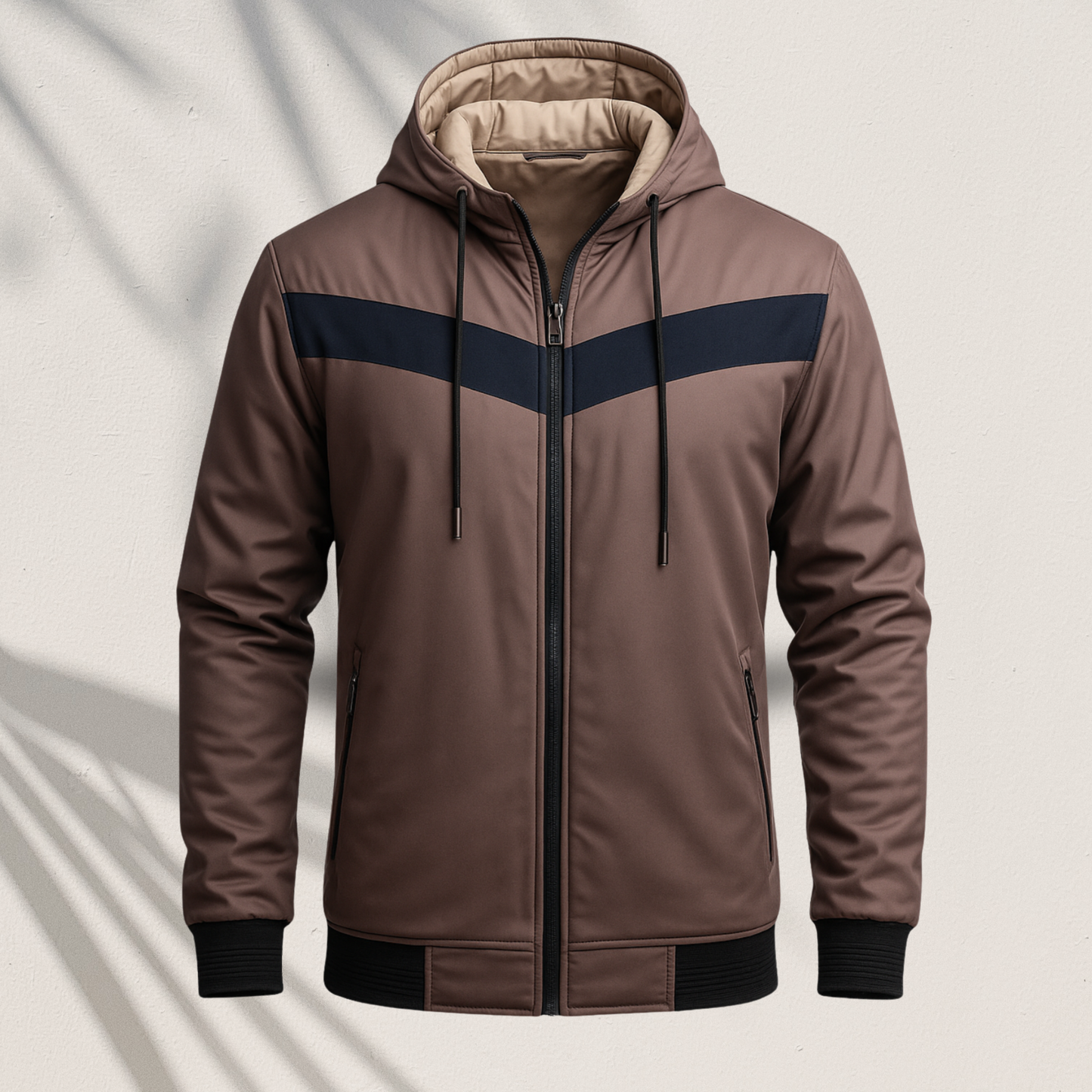 HD-570 | Contrast Chevron Hooded Zip-Up Jacket