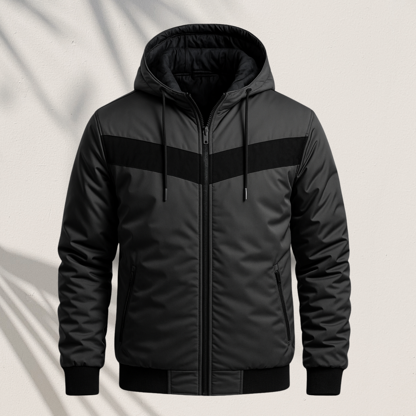 HD-580 | Contrast Chevron Hooded Zip-Up Jacket