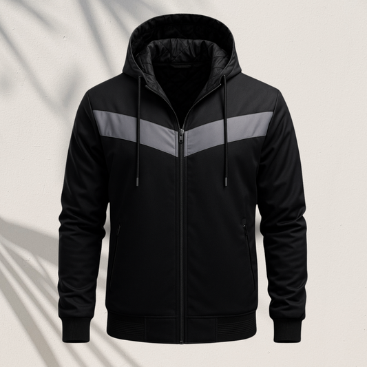 HD-510 | Contrast Chevron Hooded Zip-Up Jacket