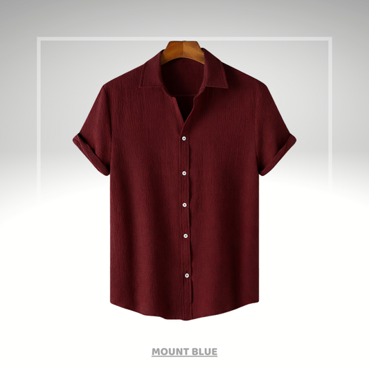 Deep Maroon Premium Textured Shirt – Soft & Breathable Summer Fit|H-720