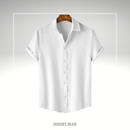 Classic White Premium Textured Shirt – Soft & Breathable Summer Fit|H-709