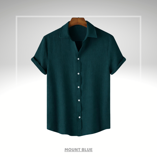Deep Teal Premium Textured Shirt – Soft & Breathable Summer Fit|H-707
