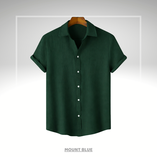 Forest Green Premium Textured Shirt – Soft & Breathable Summer Fit|H-680