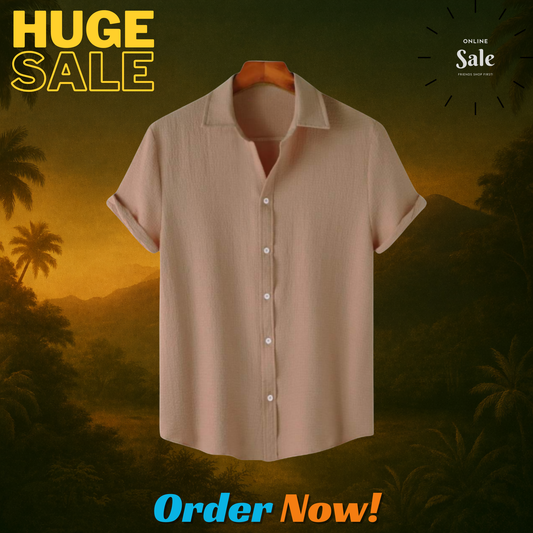 Beige Haze – Textured Button-Down | H-710