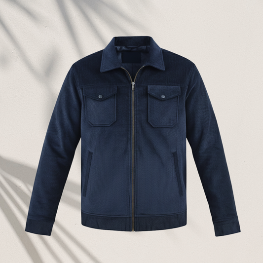 CD-830: Men's Navy Blue Corduroy Field Jacket | Versatile Casual Outwear