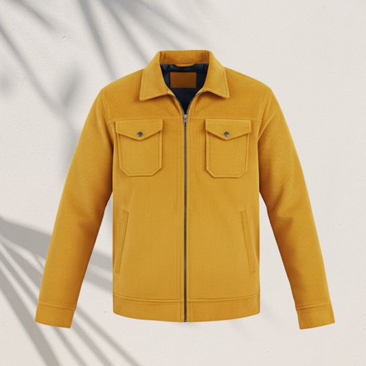 CD-850: Men's Trendy Mustard Yellow Corduroy Jacket | Eye-Catching Casual Outwear
