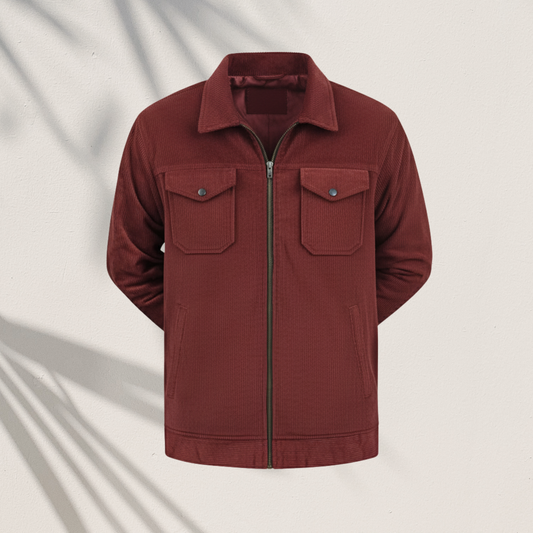 CD-860: Men's Rich Maroon Corduroy Trucker Jacket | Stylish Winter Casual