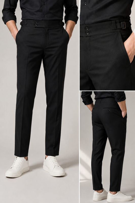 Midnight Black Gurkha Formal Pant – Premium Slim Fit