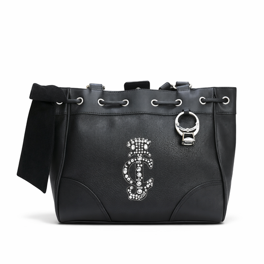 Stylish Black Drawstring Shoulder Bag for Women