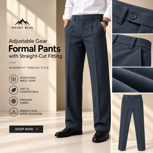 Adjustable Gear Straight-Cut Formal Pants – Charcoal Grey