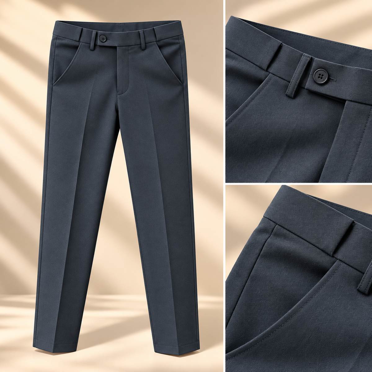Adjustable Gear Straight-Cut Formal Pants – Charcoal Grey