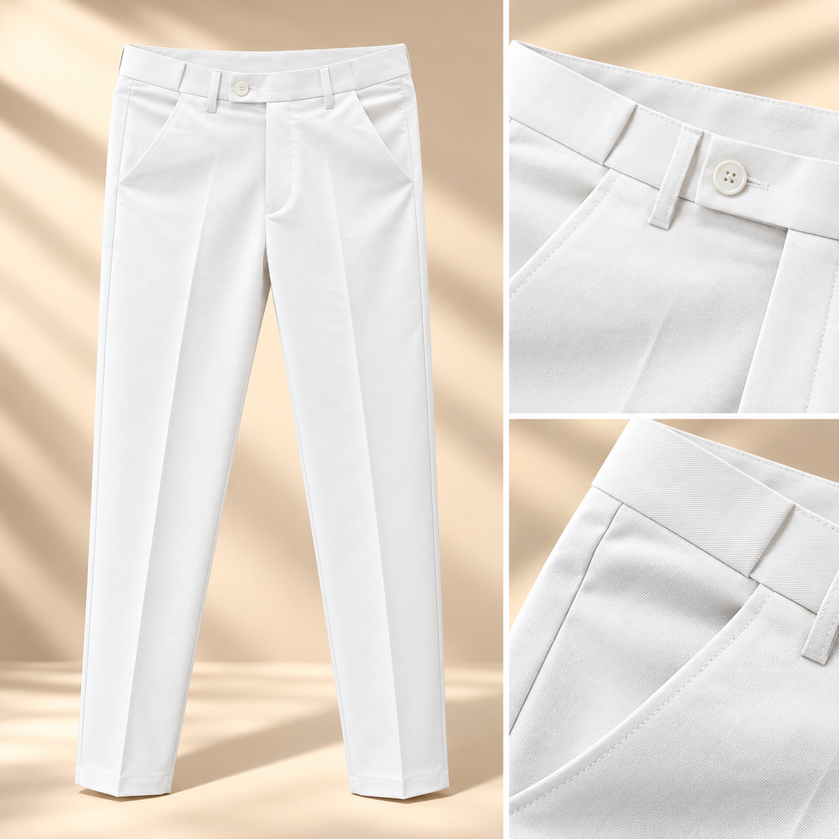 Adjustable Gear Straight-Cut Formal Pants – Off White