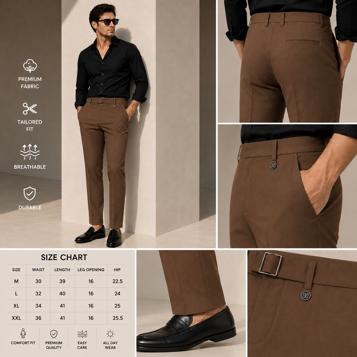 Signature Buckle Pant – Brown