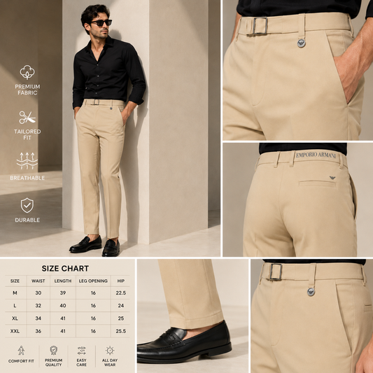 Signature Buckle Pant – Champagne Beige