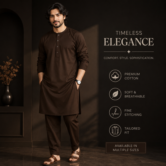 Coffee Ethnic Panjabi Set | P-003
