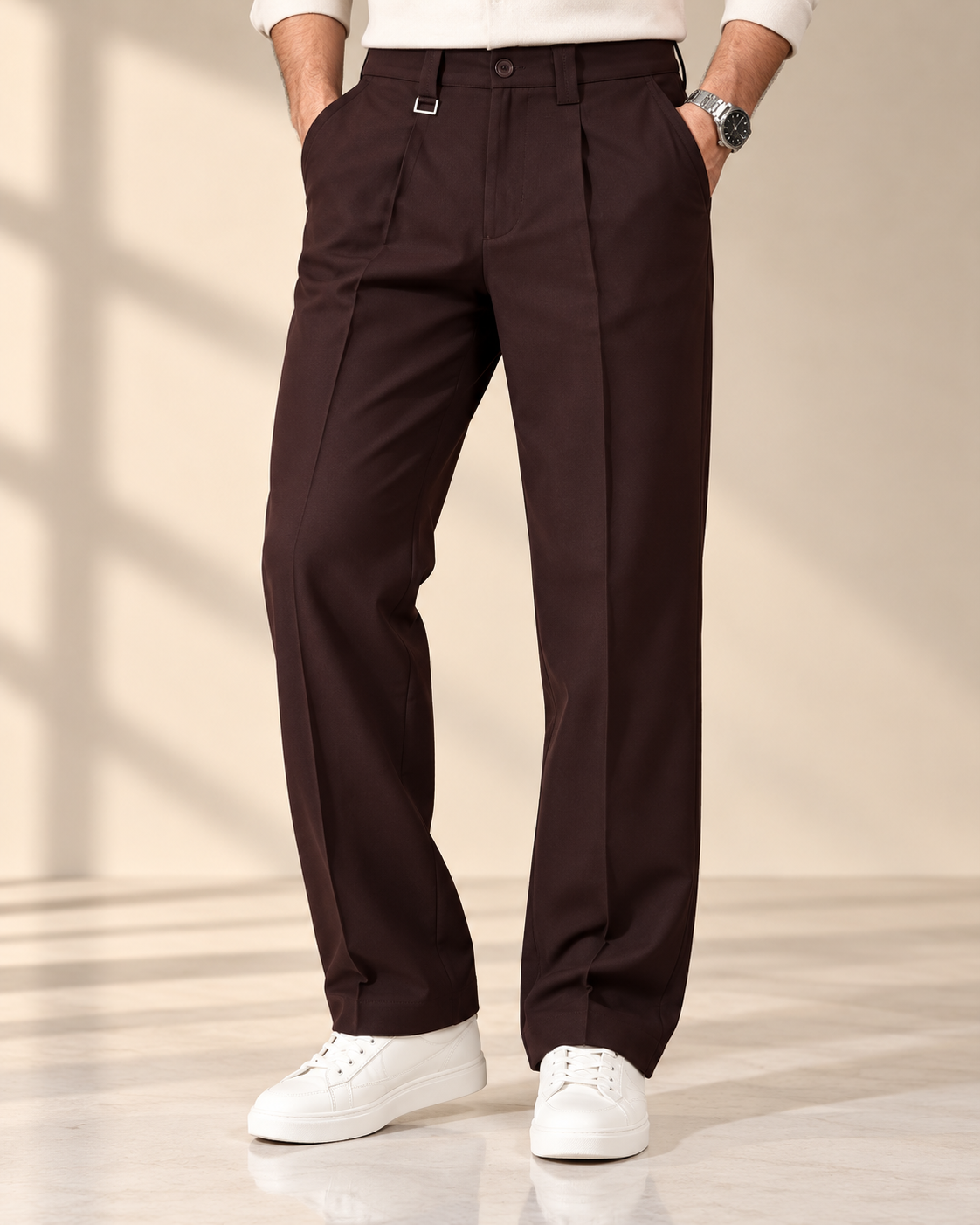 Chocolate Brown Pleated Formal Pant