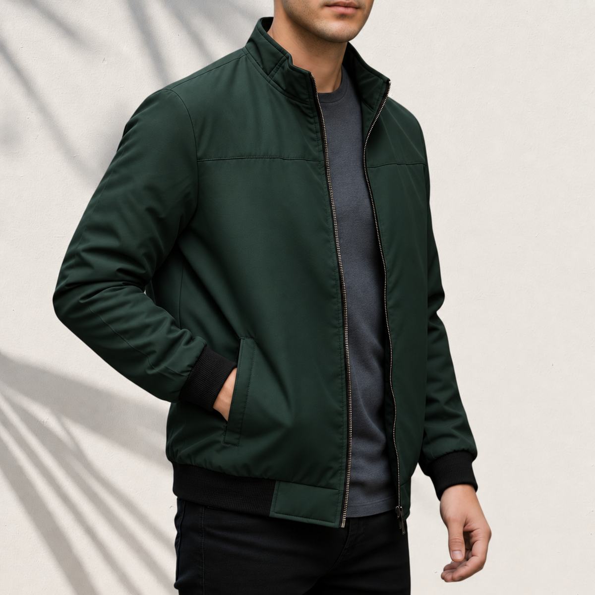 🖤 The SKN-210 Forest Green High-Neck Jacket