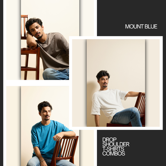 Gray, White and Teal T-Shirts Combo