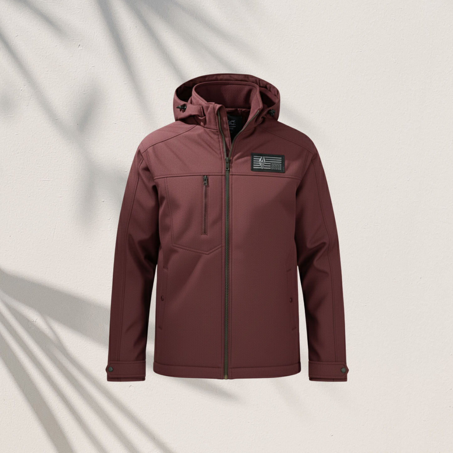 Maroon Softshell Hooded Zip Jacket (HD-220)
