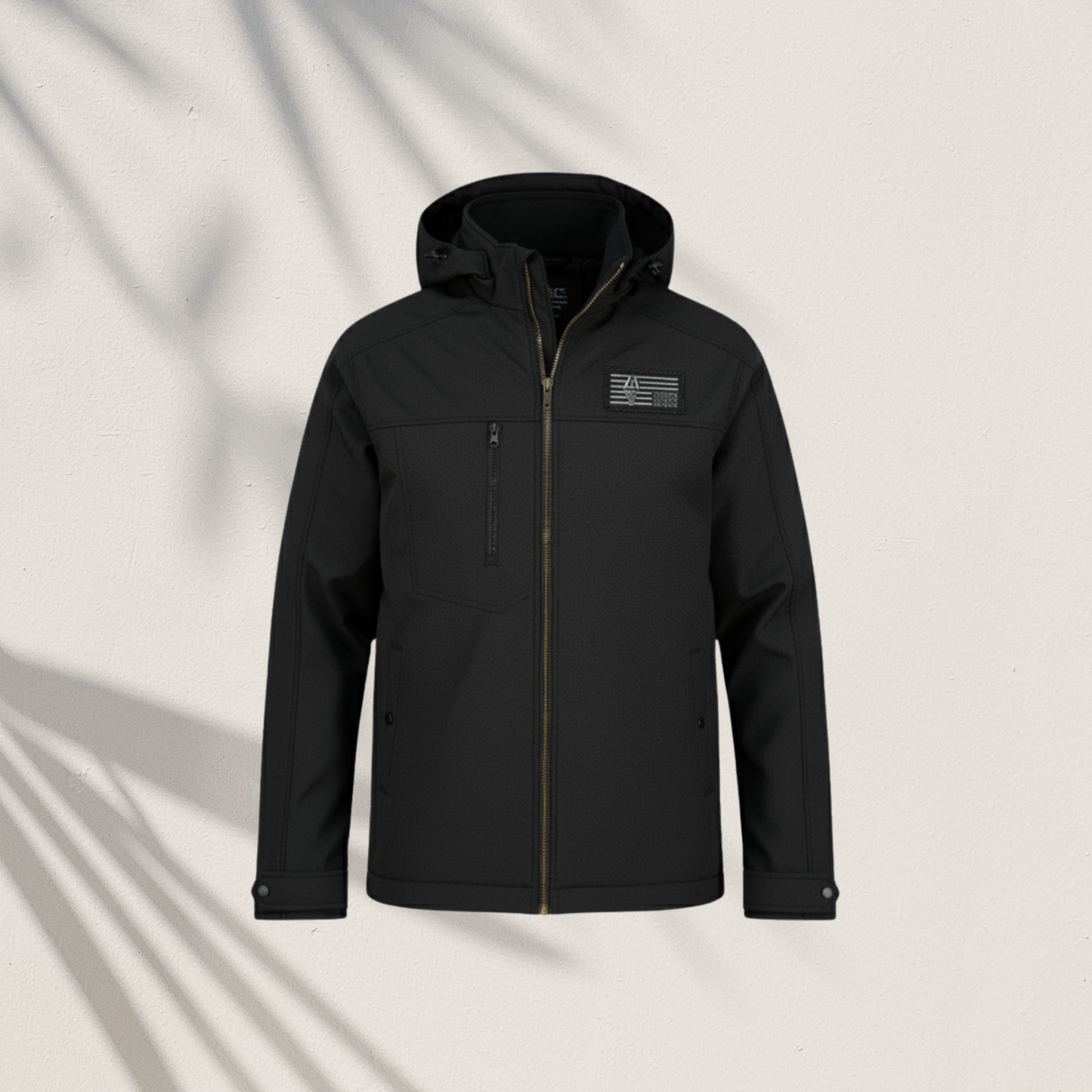 Black Softshell Hooded Zip Jacket (HD-225)