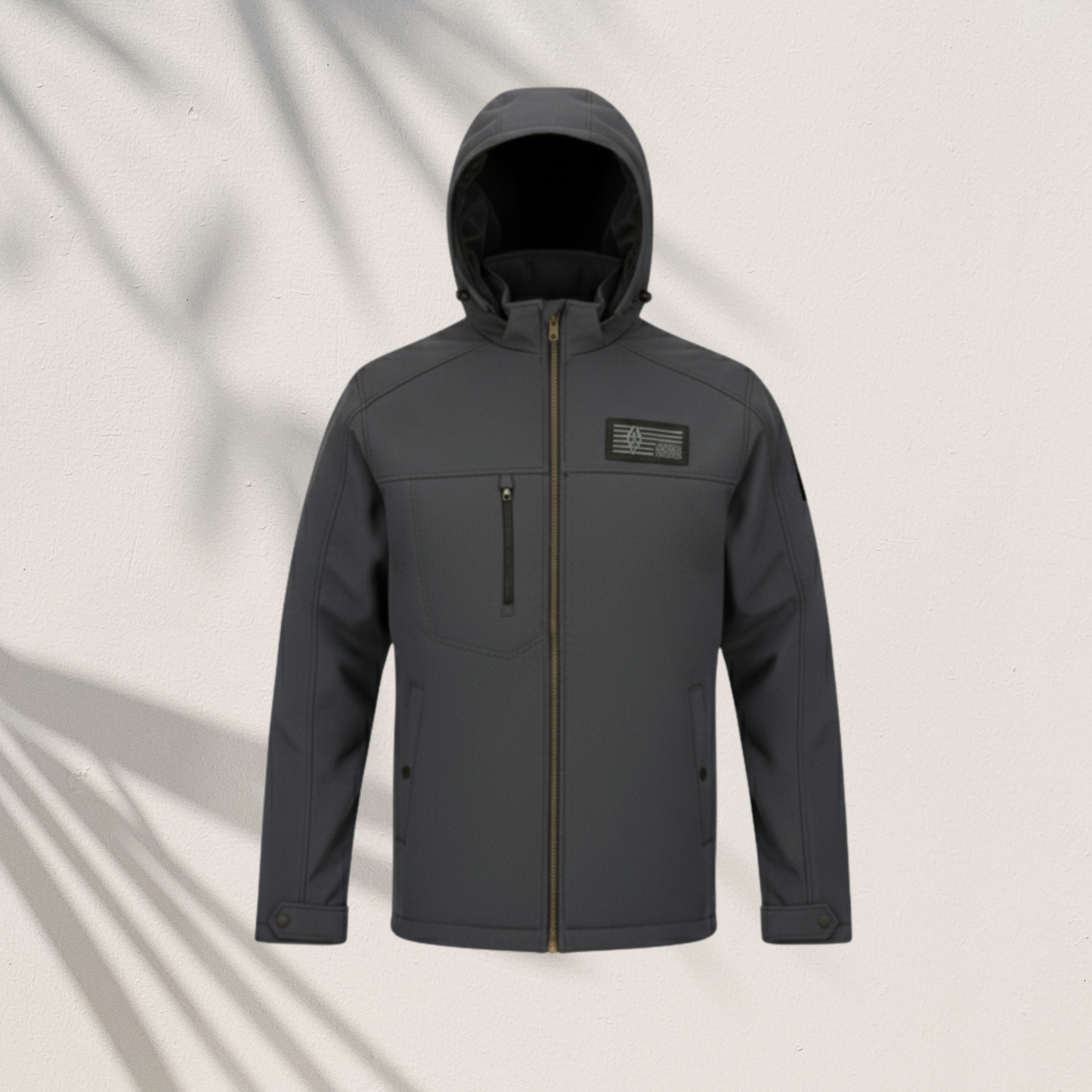 Charcoal Grey Softshell Hooded Zip Jacket (HD-230)