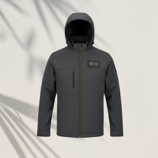 Charcoal Grey Softshell Hooded Zip Jacket (HD-230)