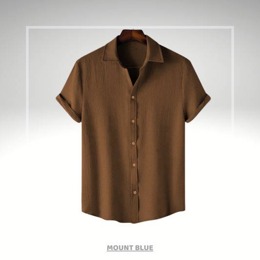 Cocoa Brown Premium Textured Shirt – Soft & Breathable Summer Fit|H-701