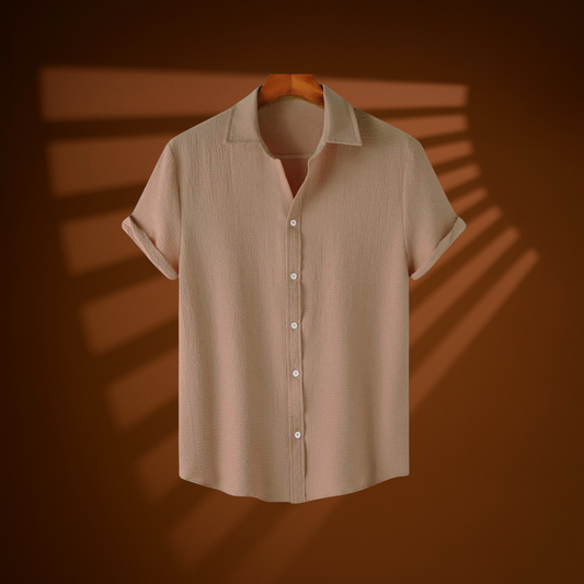 Beige Haze – Textured Button-Down | H-710