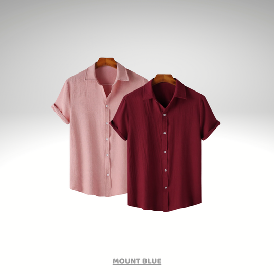 Maroon & Pink Duo – Breezy Textured Shirt Combo | H-720 + H-640