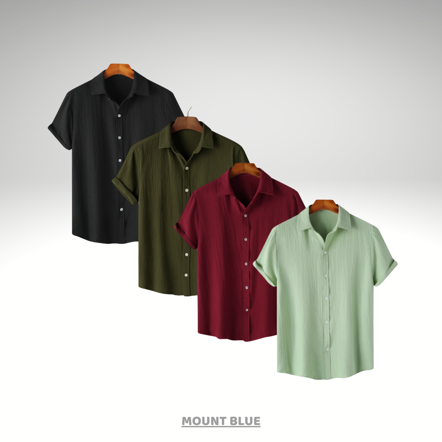 Midnight Black, Evergreen Olive, Maroon Classic & Mint Breeze – Breezy Textured Shirt Combo | H-650 + H-705 + H-720 + H-700