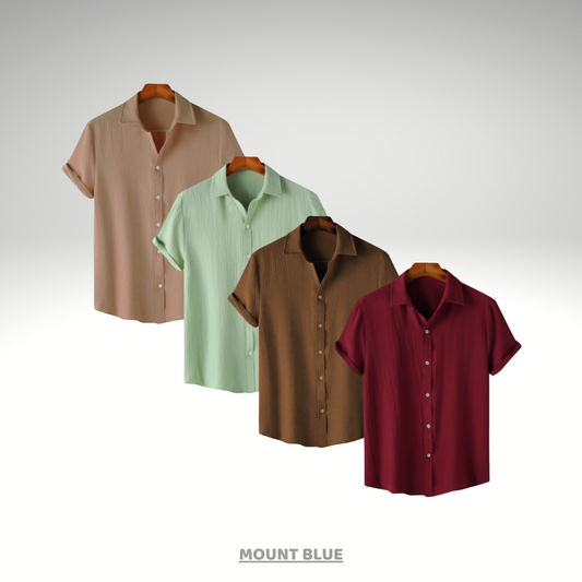 Beige Haze, Mint Breeze, Coffee Brown & Maroon Classic – Textured Shirt Combo | H-710 + H-700 + H-701 + H-720