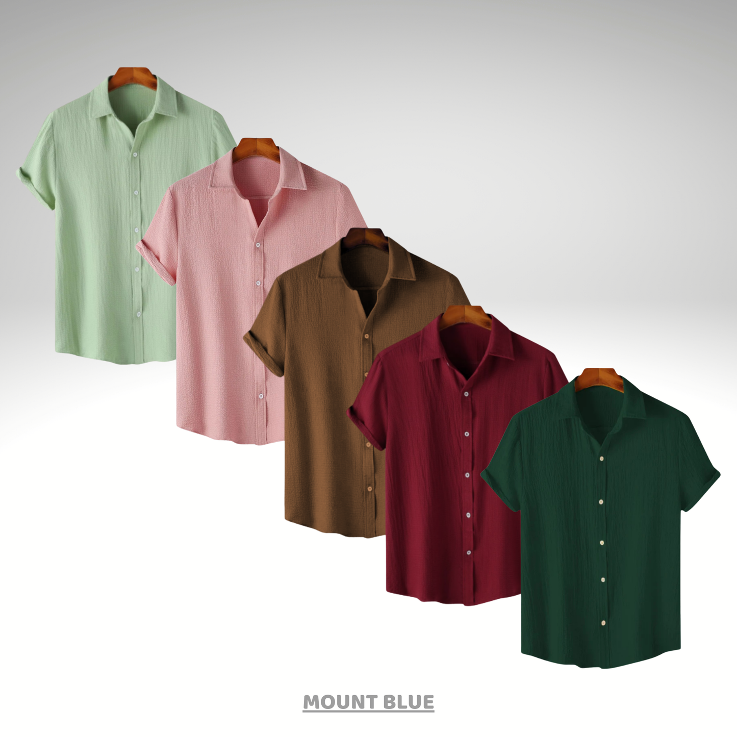 Mint Breeze, Pink Charm, Coffee Brown, Maroon Classic & Forest Green – Breezy Textured Shirt Combo | H-700 + H-640 + H-701 + H-720 + H-680