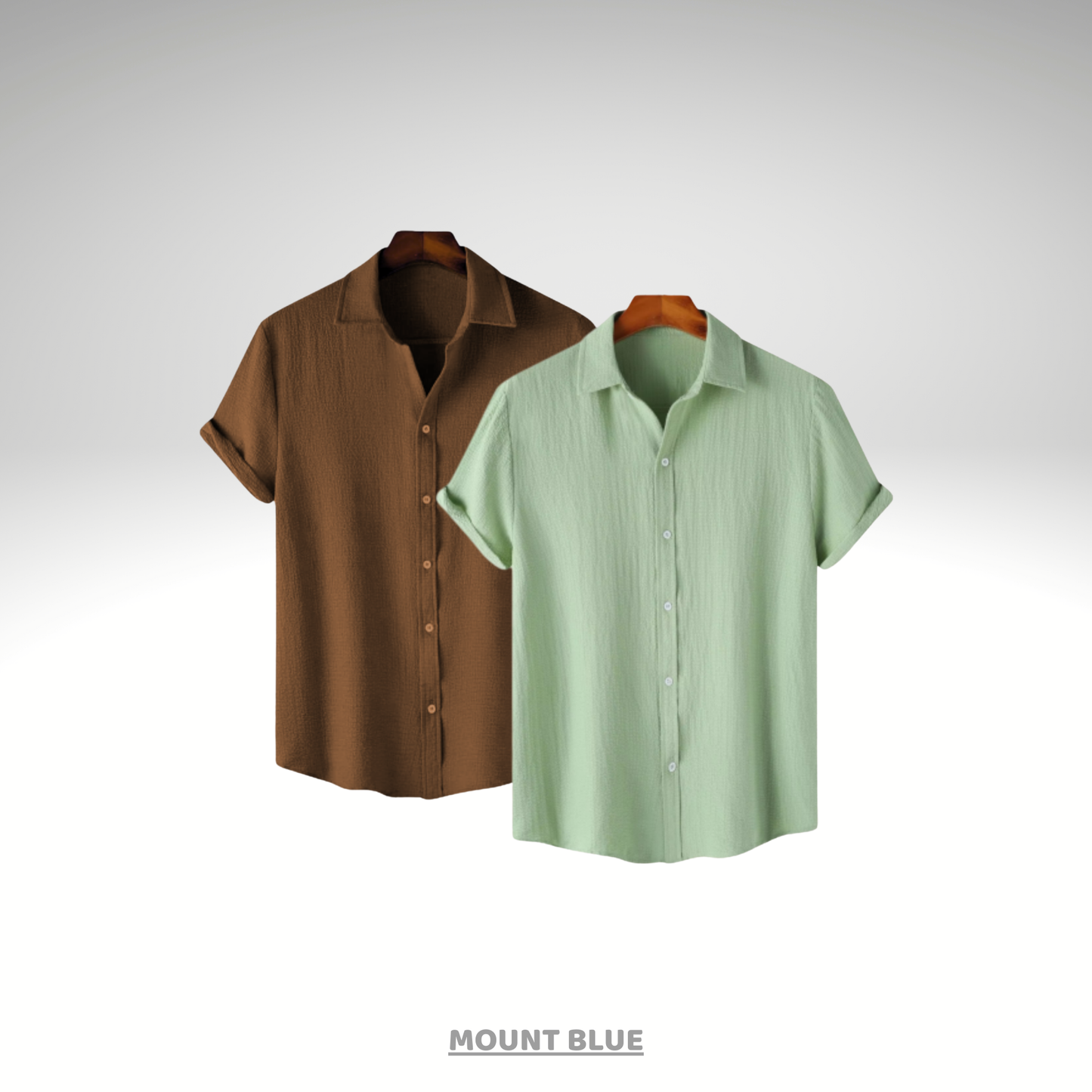Coffee Brown & Mint Breeze – Breezy Textured Shirt Combo | H-701 + H-700