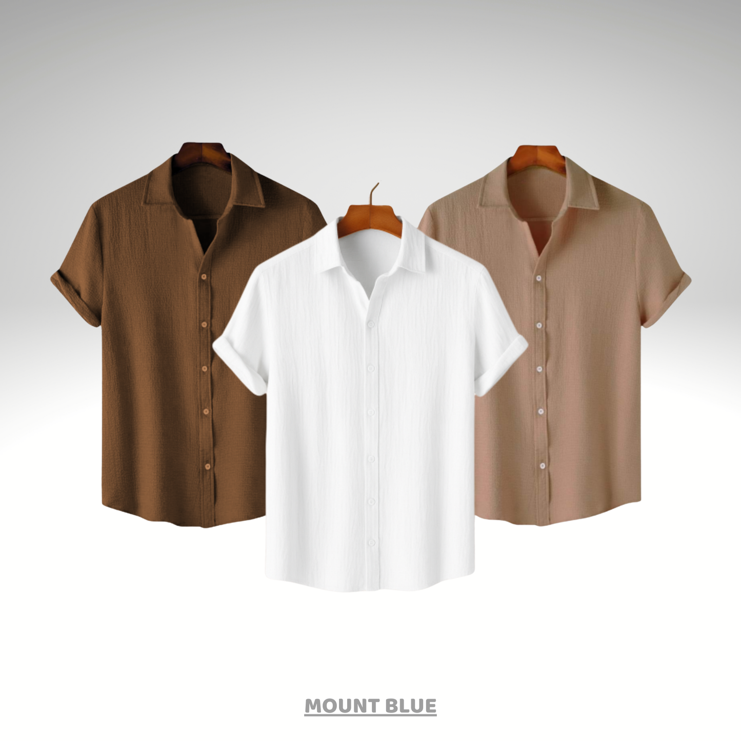 Coffee Brown, White Calm & Beige Haze – Textured Shirt Combo | H-701 + H-709 + H-710