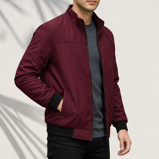 🖤 The SKN-195 Maroon High-Neck Jacket