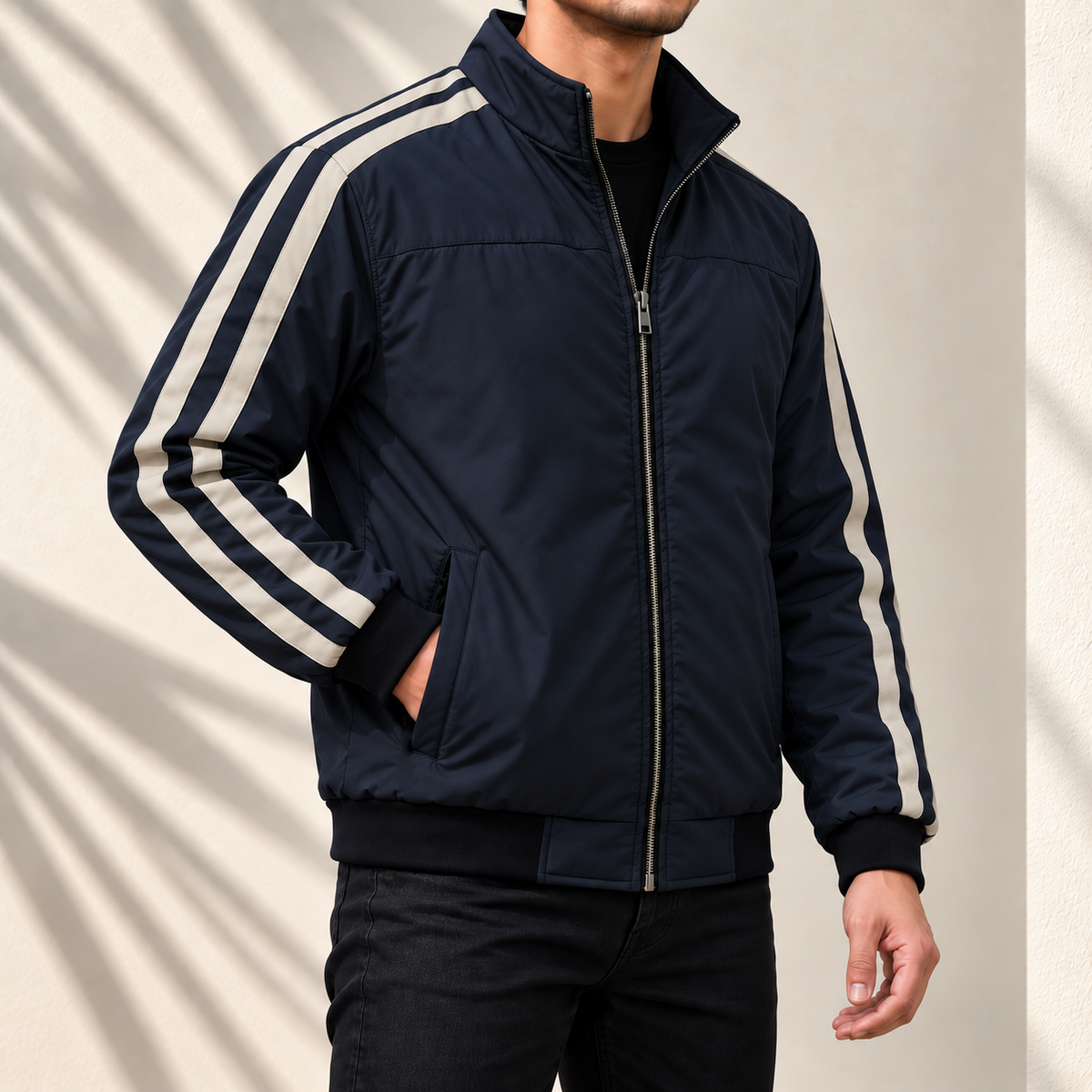 Navy Bomber Jacket with Twin-Stripe | ADS-14