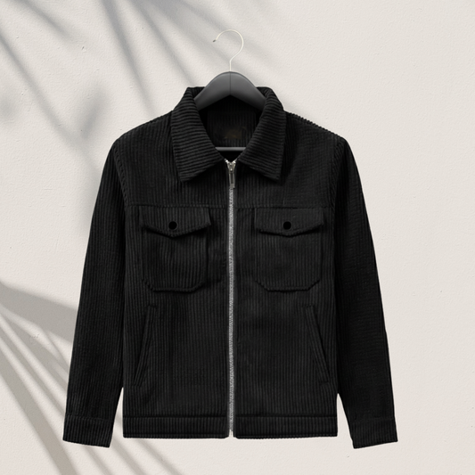 CD-810: Men's Premium Black Corduroy Jacket | Stylish Casual Winter Coat