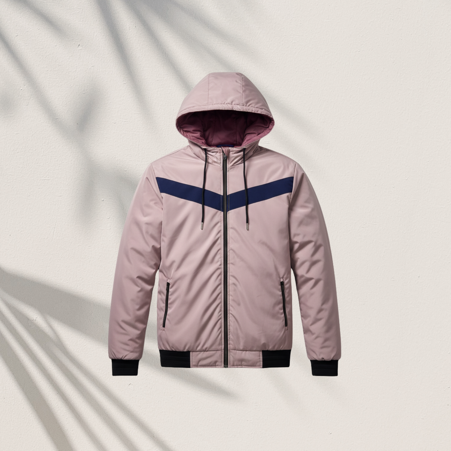 HD-570 | Contrast Chevron Hooded Zip-Up Jacket